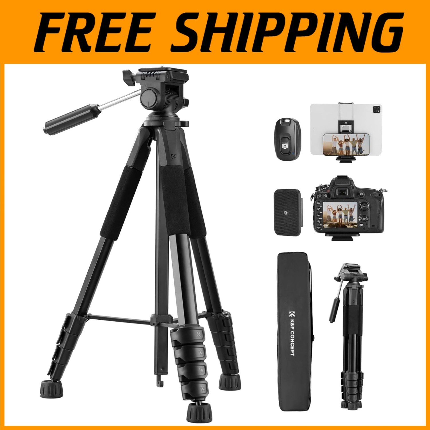 Black Camera Tripod for Smartphone Live Streaming