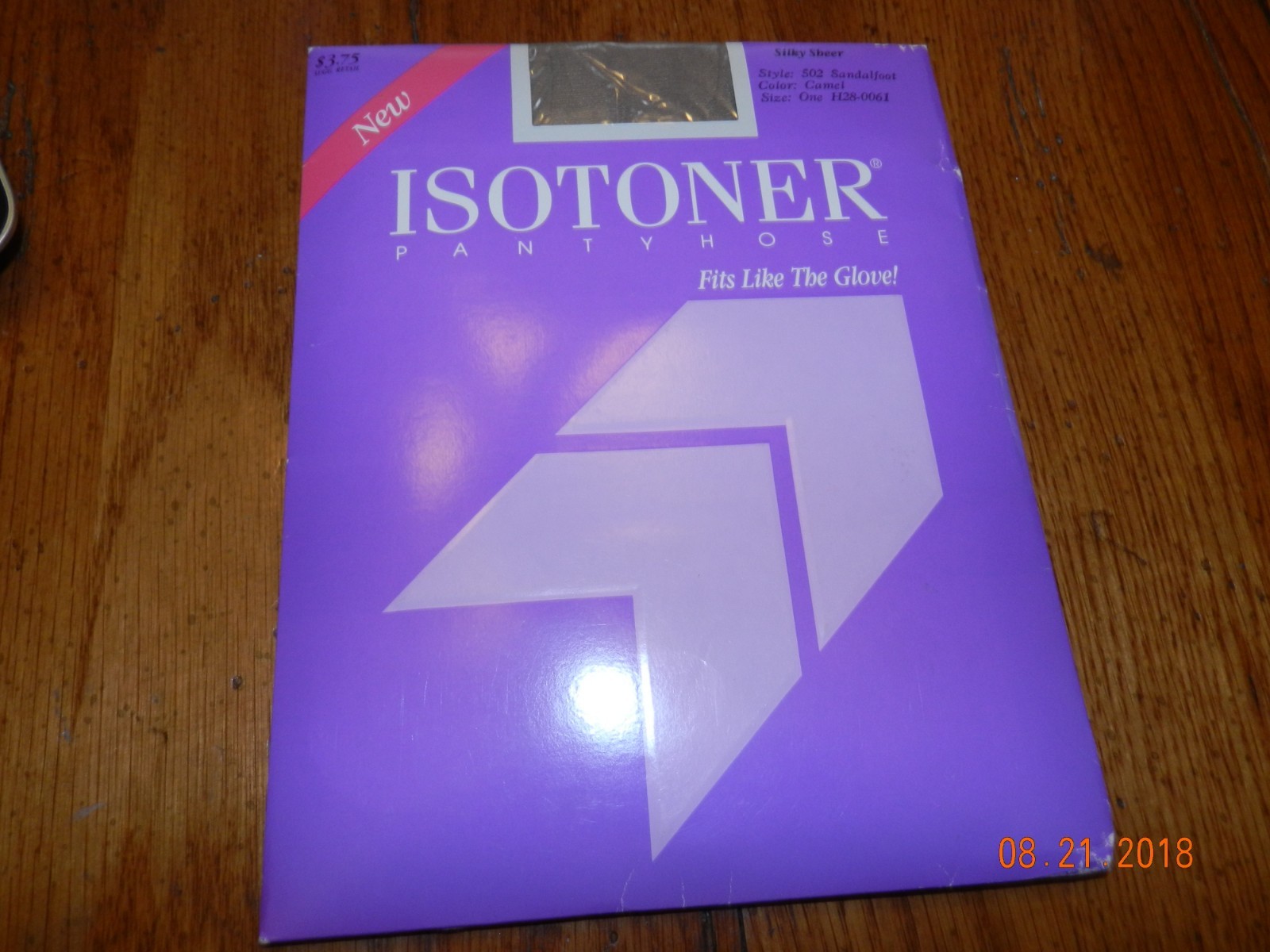 Vintage 80s Isotoner Pantyhose Silky Sheer Sandalfoot Camel Sz One 502 