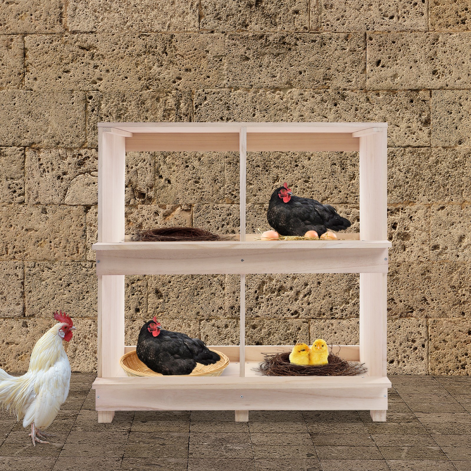 hicken Laying Boxes, 4 Hole Nesting Box for Chickens, 4 Compartment Nesting Box