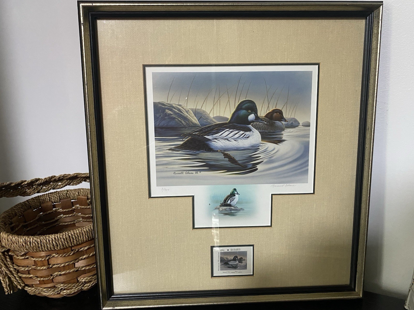 Russell Cobane Signed Numbered Limited Edition Michigan Duck Stamp Print Framed