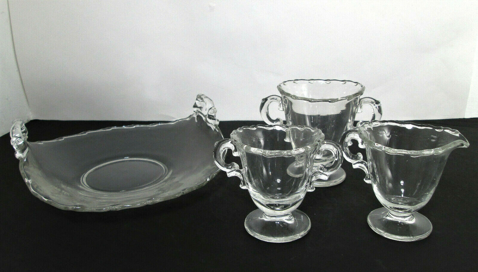 Fostoria Century Creamer Sugar Bowls Muffin Tray Vtg Serving Set Clear 