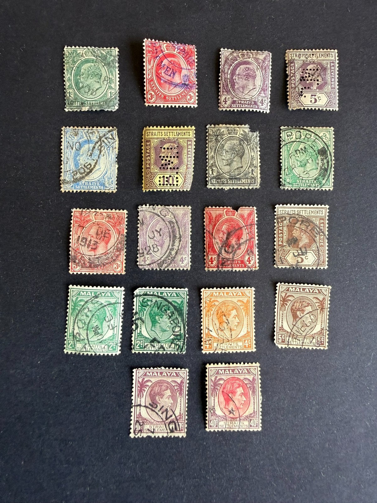 Straits Settlements Stamps Lot Bundle (18) Used Asia British Colony Malaya