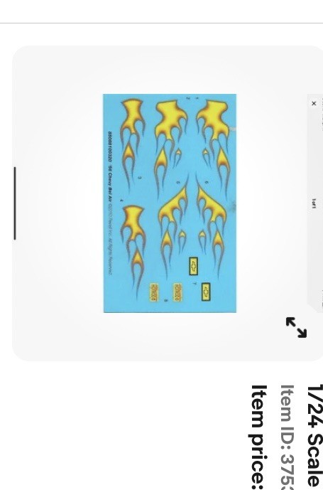 1/64 CUSTOM WATERSLIDE DECAL - 1956 CHEVY BEL AIR