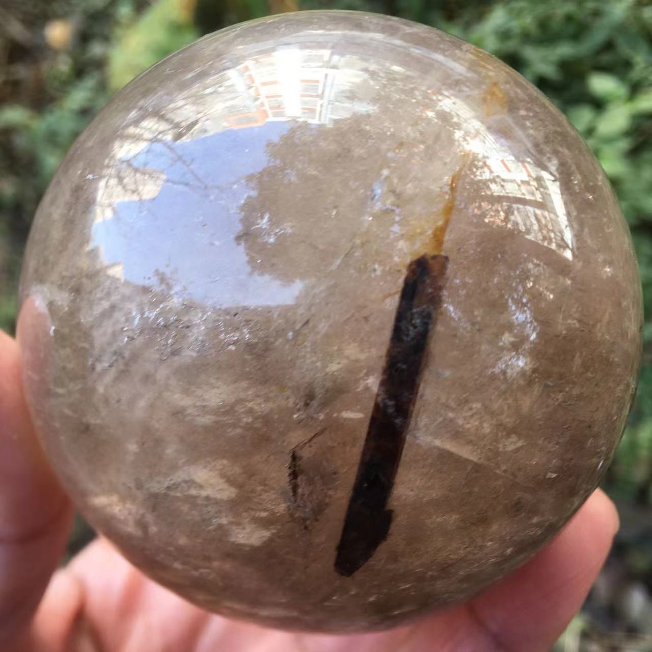80mm Natural quartz tourmaline crystal gem ball decorated with Reiki healing