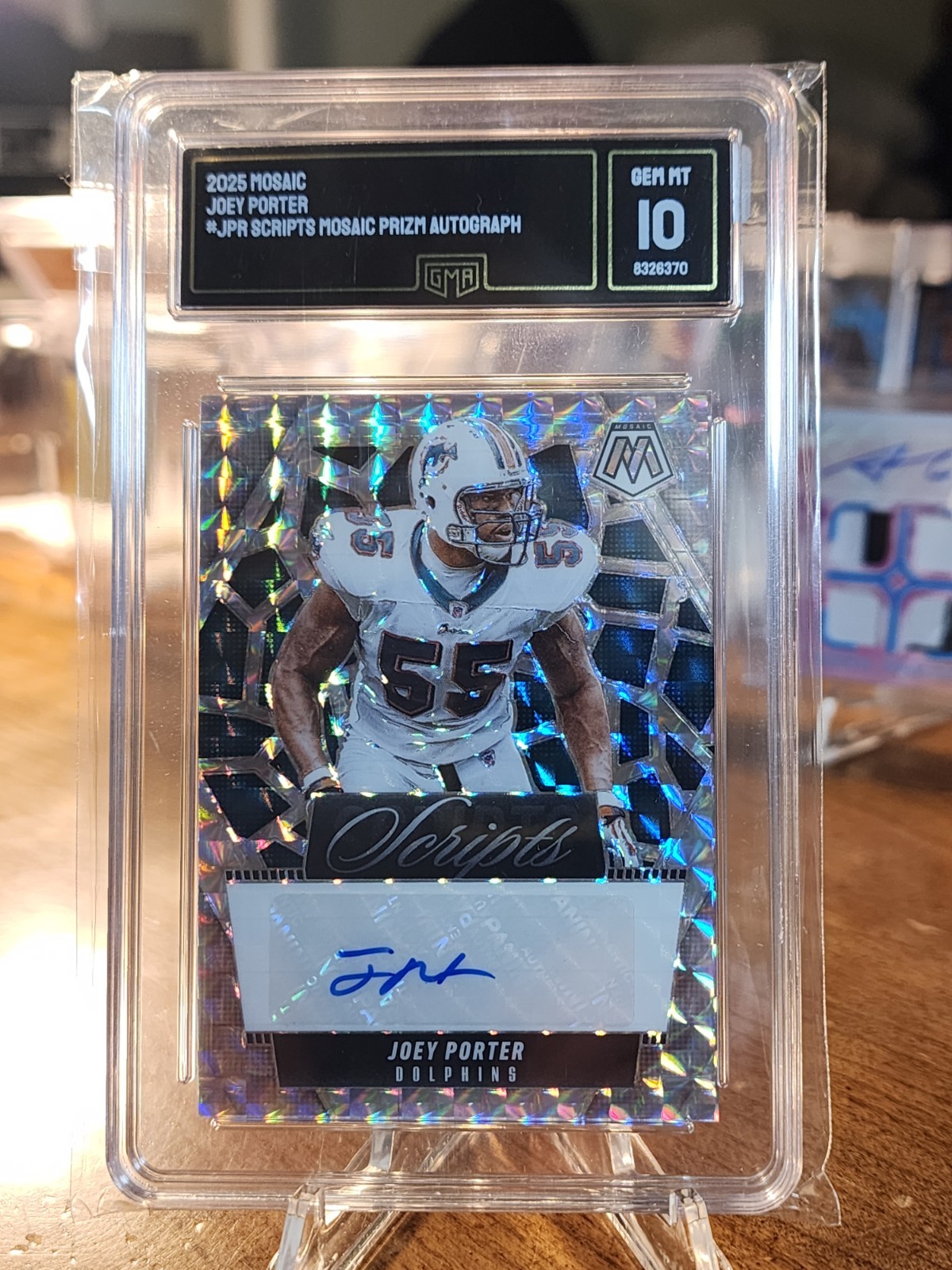 2025 Panini Mosaic Scripts-Joey Porter #SCR-JPR- Prizm Autograph- Dolphins GEM10