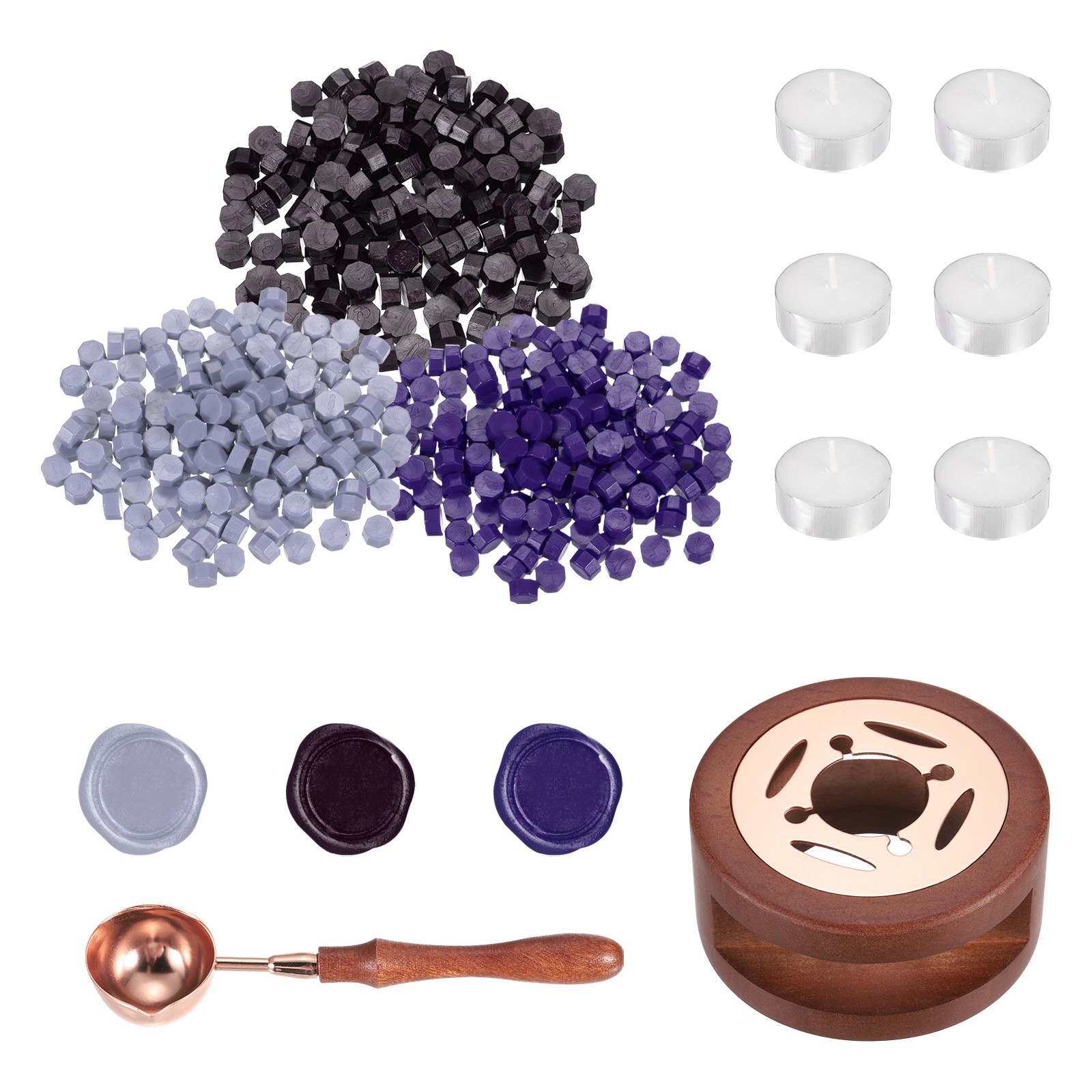 Wax Seal Kit, 150 Wax Beads, Candles, Wisteria/Purple/Dark Purple
