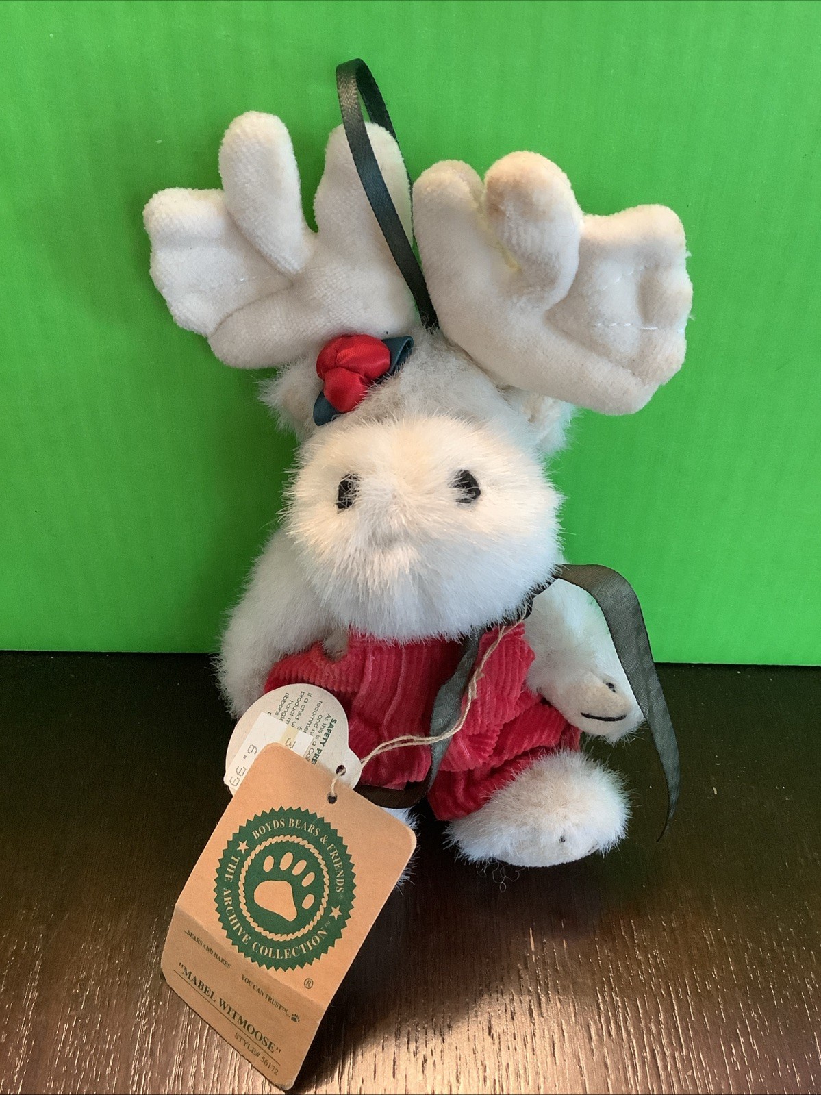 Boyds Bears Rare Retired Christmas White Moose Ornament Mabel Witmoose