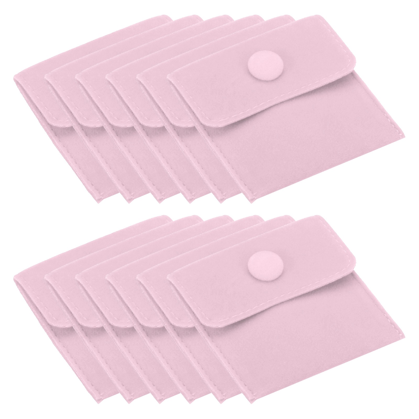 7x7cm Jewelry Pouches with Snap Button, 12 Pcs Soft Storage, Pink