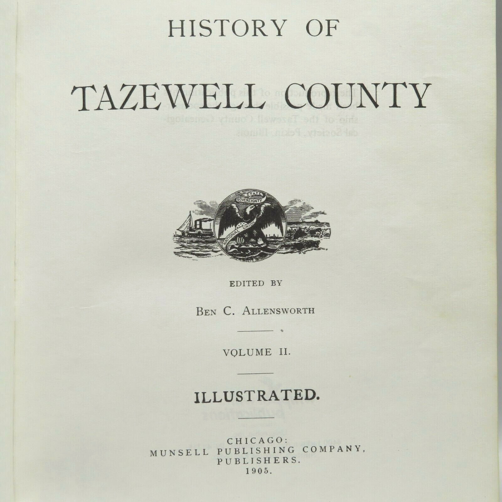 History Of Tazewell County Illinois Vol 2 Allensworth 1986 Reprnt Genealogy Book