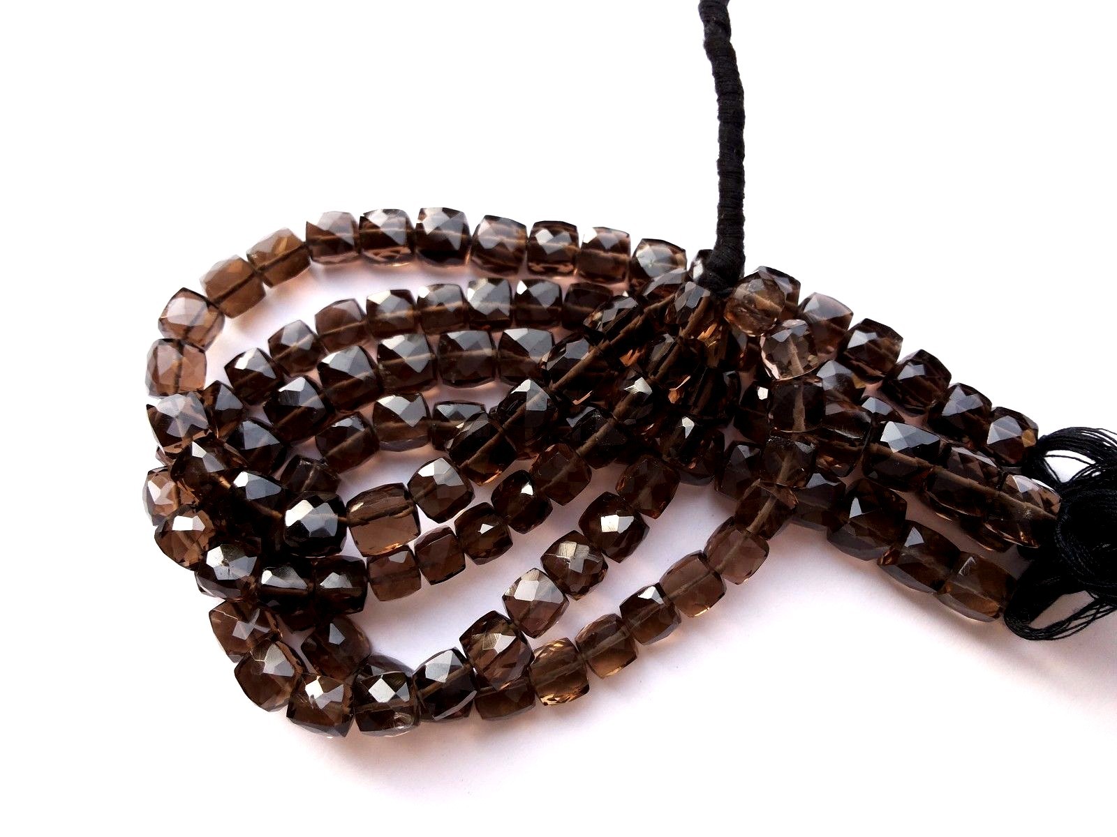 1 Strand Natural Smoky Quartz 3D Cube Box Faceted 6-7mm Loose Beads 7"inch S1