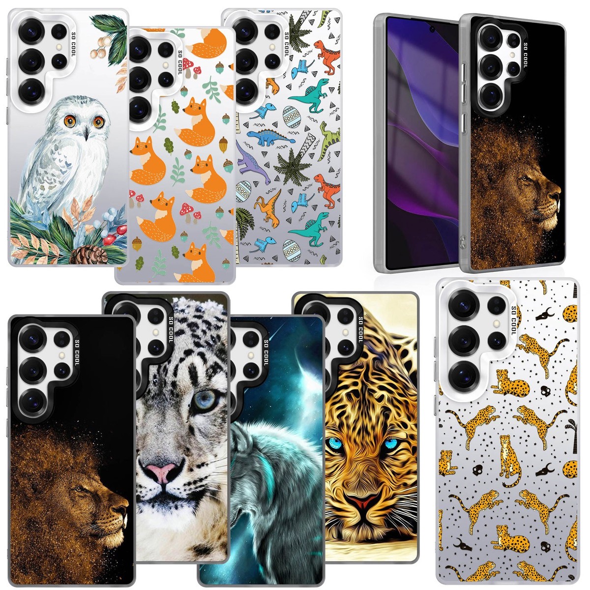 Phone Cover Stylish Animals Laser PC Case For Samsung S25 Plus S24 Ultra S23 S26