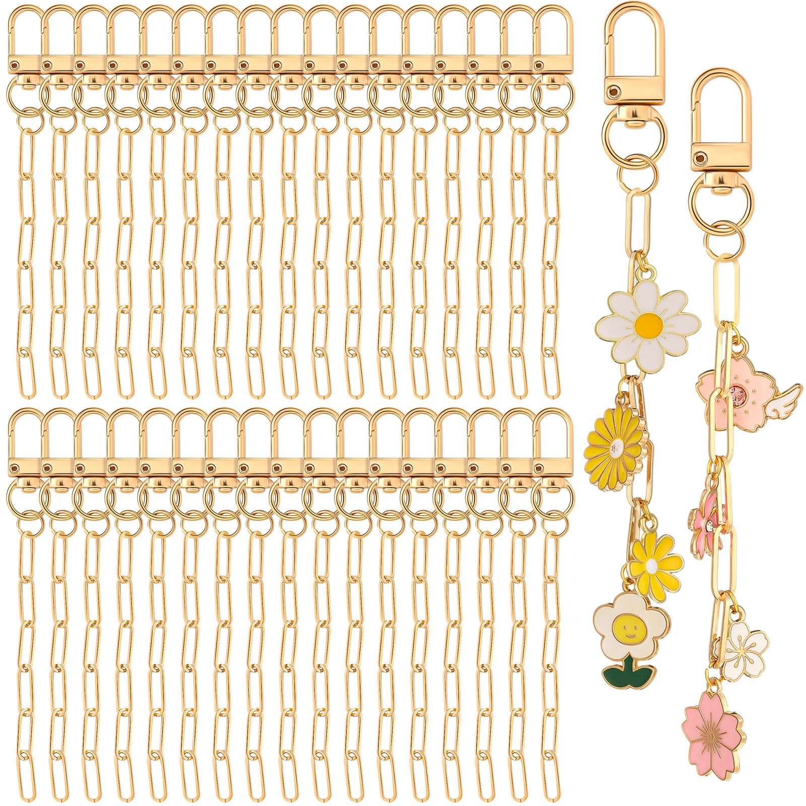 Liliaafar 100 Set Keychain Making Kit Metal Clips 2.36 inches, Gold 