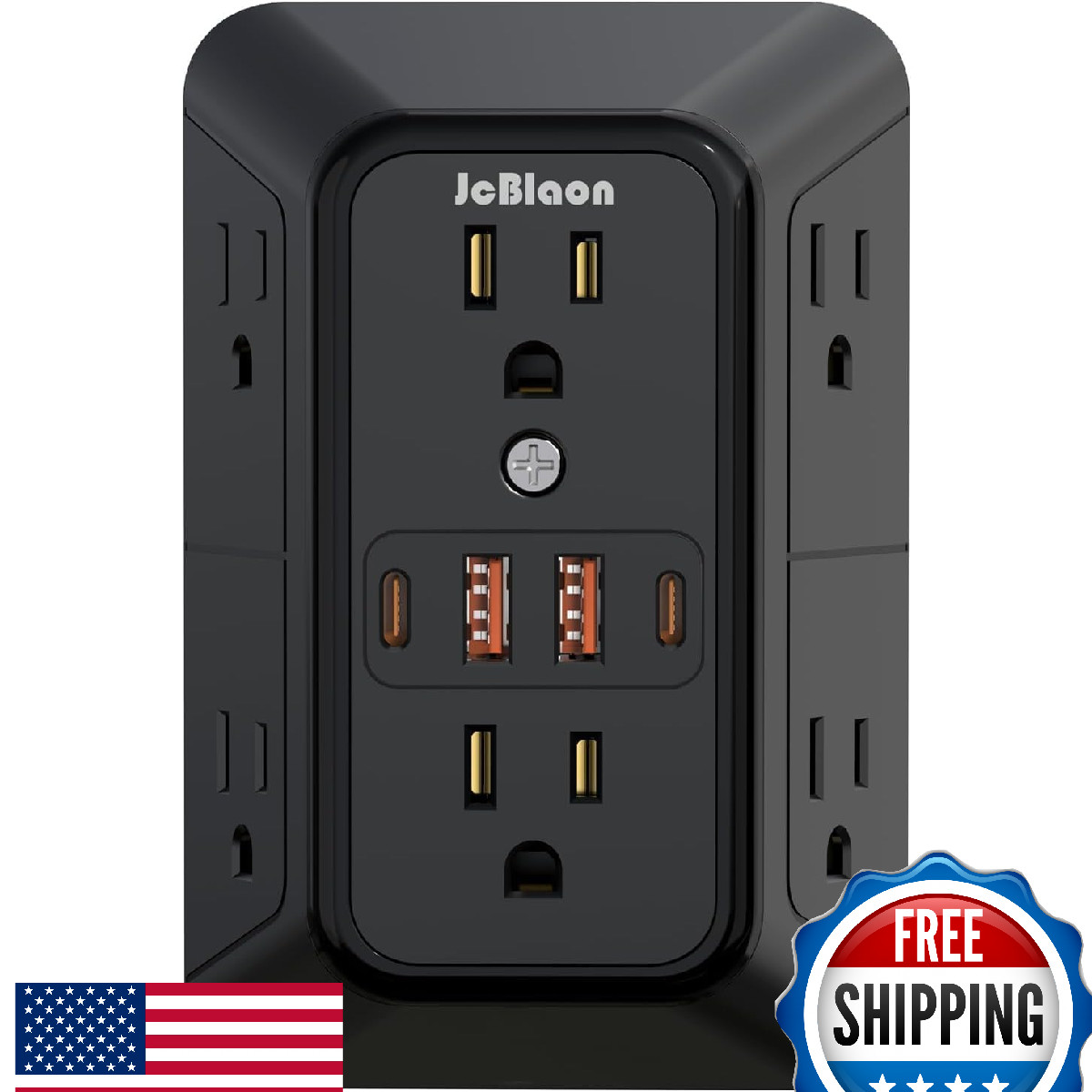 JcBlaon 6-Outlet Extender Surge Protector w/ 2 USB-A & 2 USB-C Ports