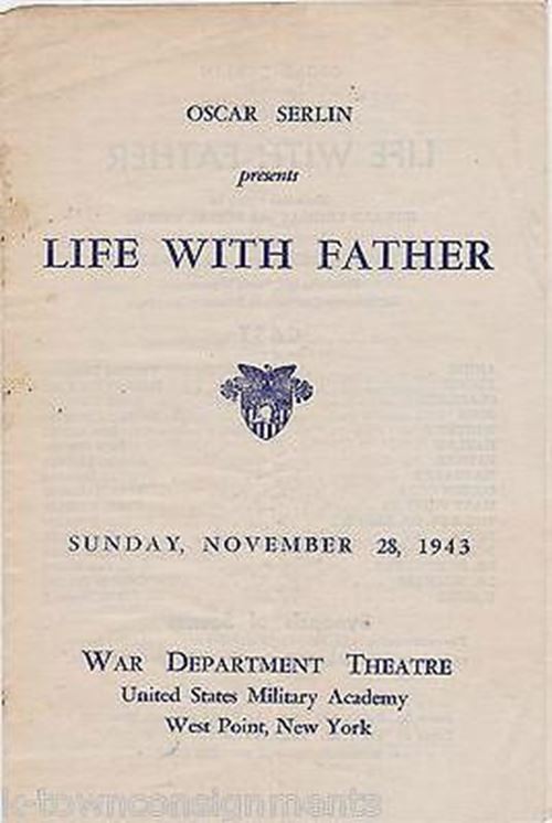 Oscar Serlin Presents Life With Father Vintage 1943 WWII Era West Point Playbill