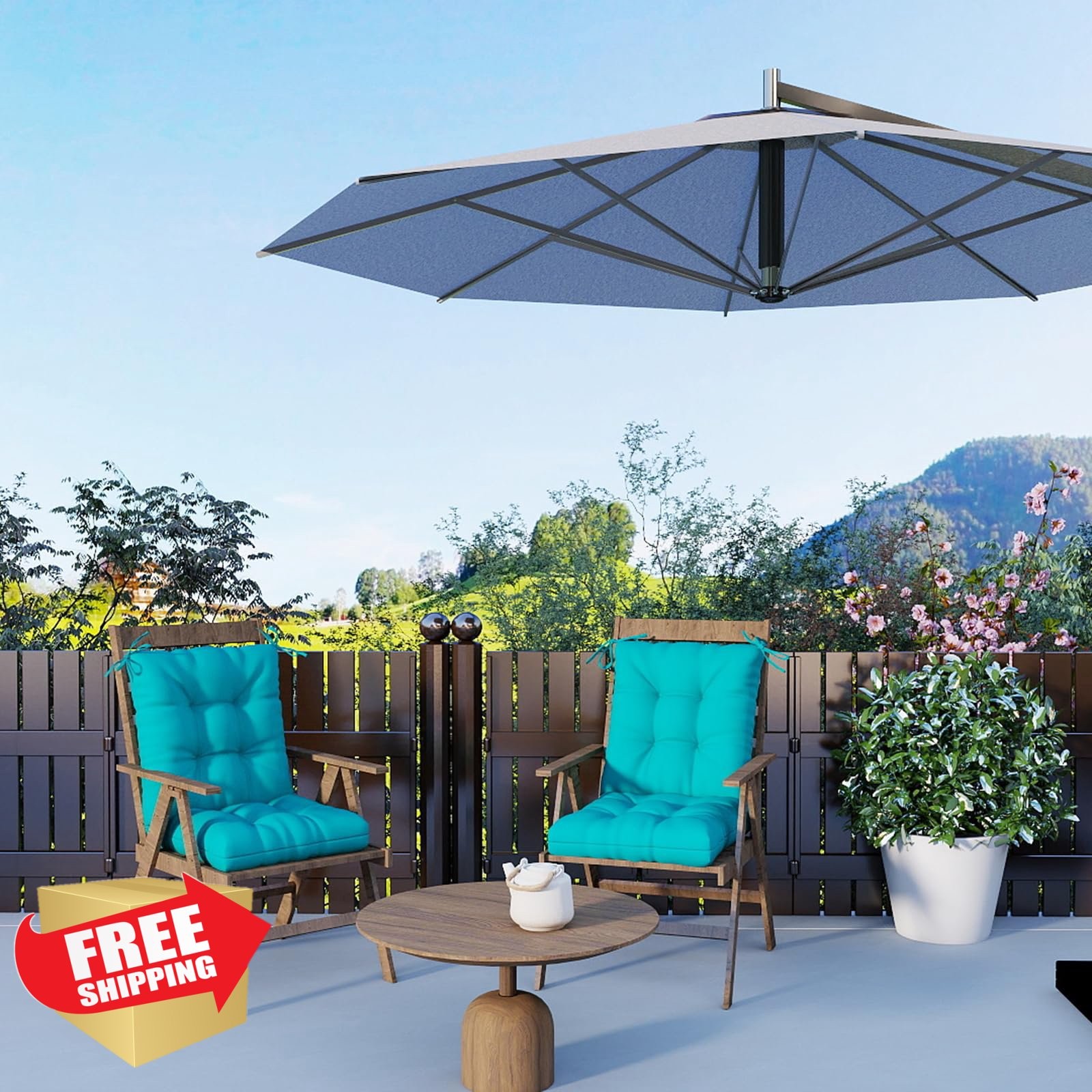 zanwu hwyd 2pk Outdoor Chair Cushions 42x21x4 Inch Lake Blue Seat Pads