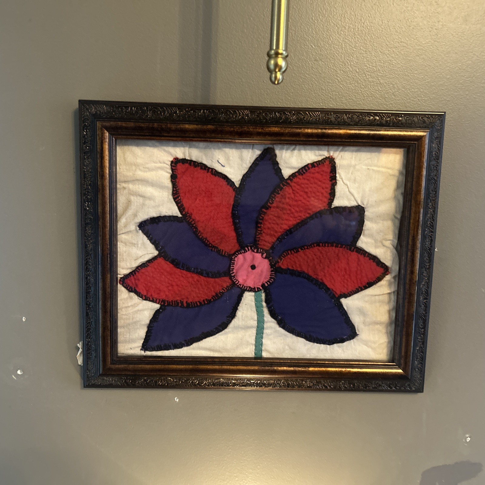 Vintage Framed Folk Textiles Woven & Sewn Fabric Art 13x11