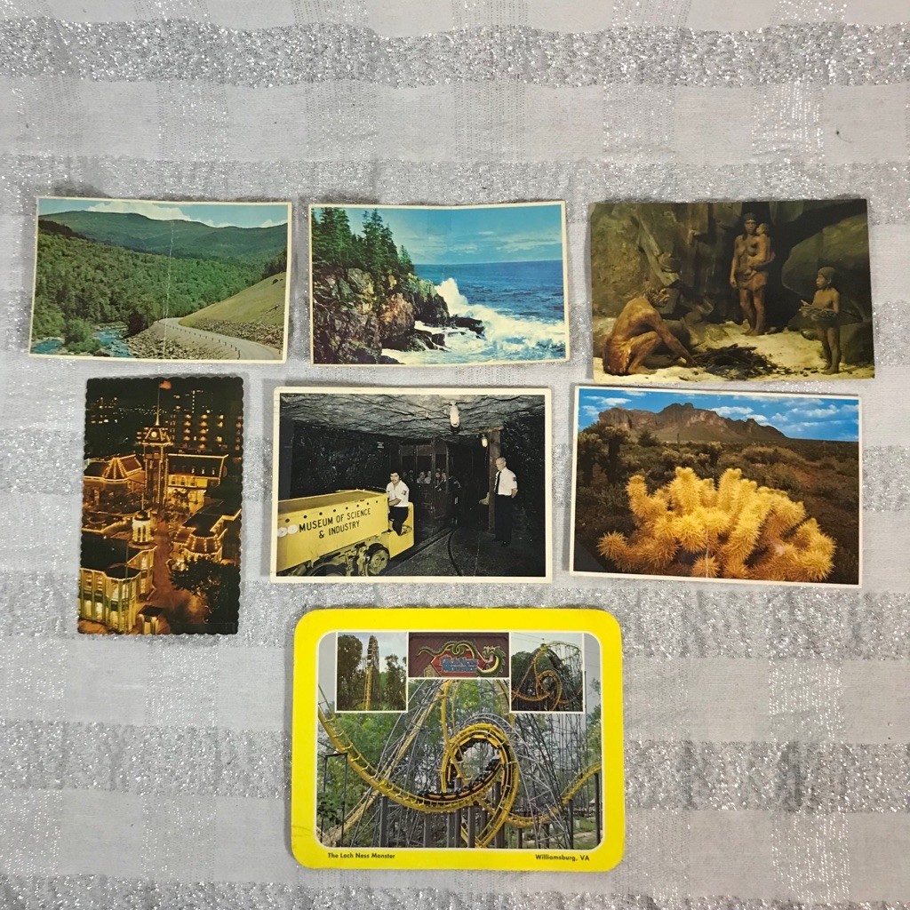 Lot of 7 Vintage Postcards from 70's and 80's Postcards Used Sent Crafts
