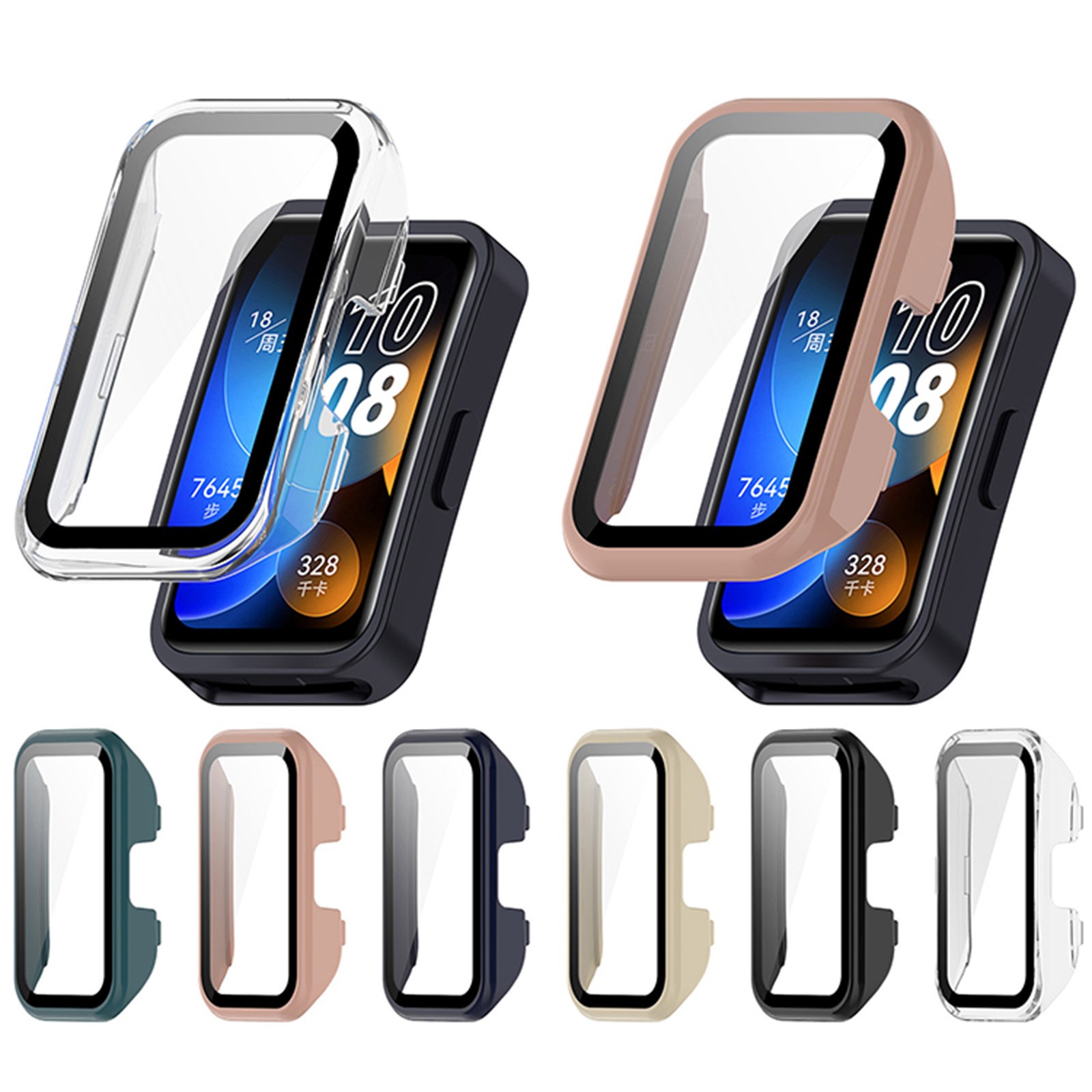 PC + Tempered Film Integrated Watch Protective Case Part for Huawei Band 8