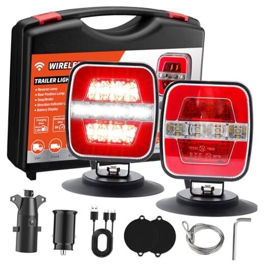 Wireless Trailer Lights Magnetic, Rechargeable Magnetic LED Tow Light with 2 