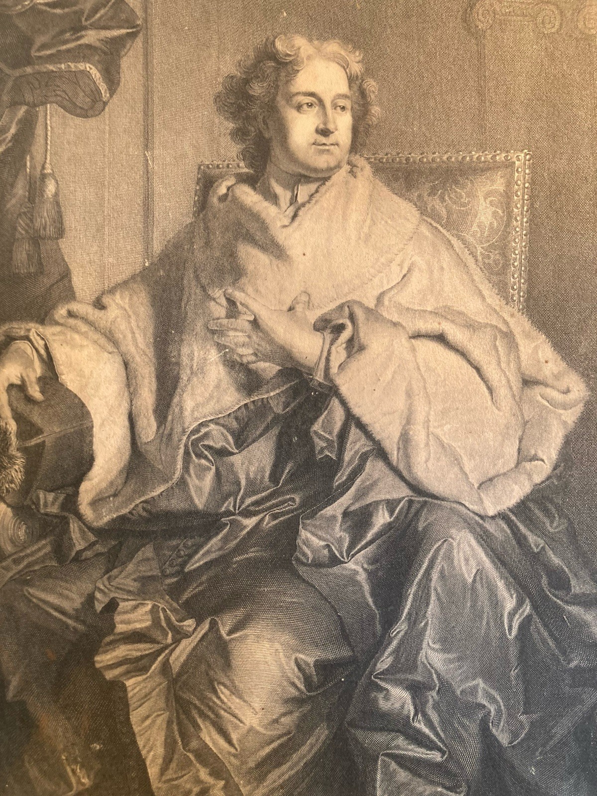 Portrait Engraving XVIII Hyacinthe Rigaud Jean Audran Francois Robert Secousse