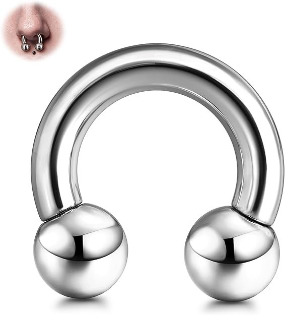 BodyBonita G23 Titanium Septum Rings 6G-Horseshoe Circular Barbell Nose Pierc...