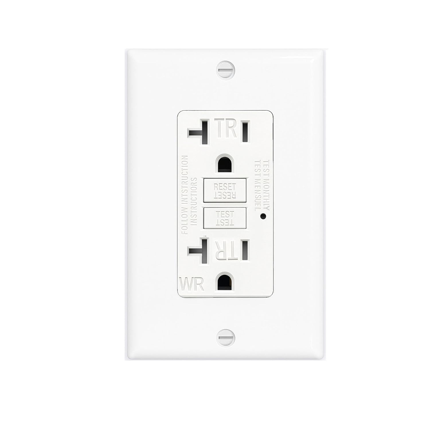 (20 AMP - 1 Pack) GFCI Outlet WR White – Tamper Resistant, Weather Resistant GFI