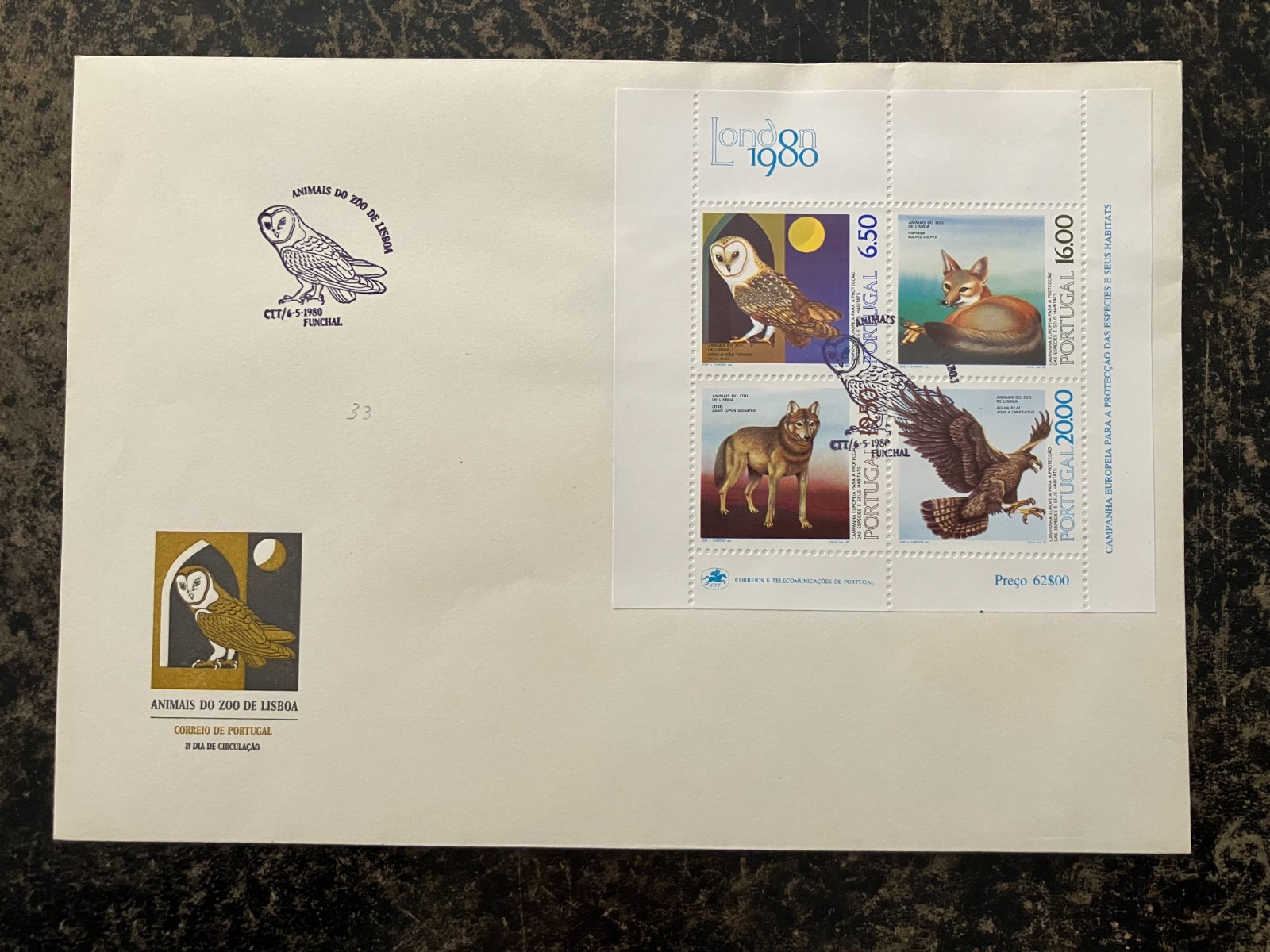 Portugal 1980 - Animals from Lisbon Zoo FDC S/S