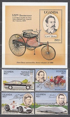 Uganda - Mail Yvert 1064/7+H 195 ** Mnh Automobiles