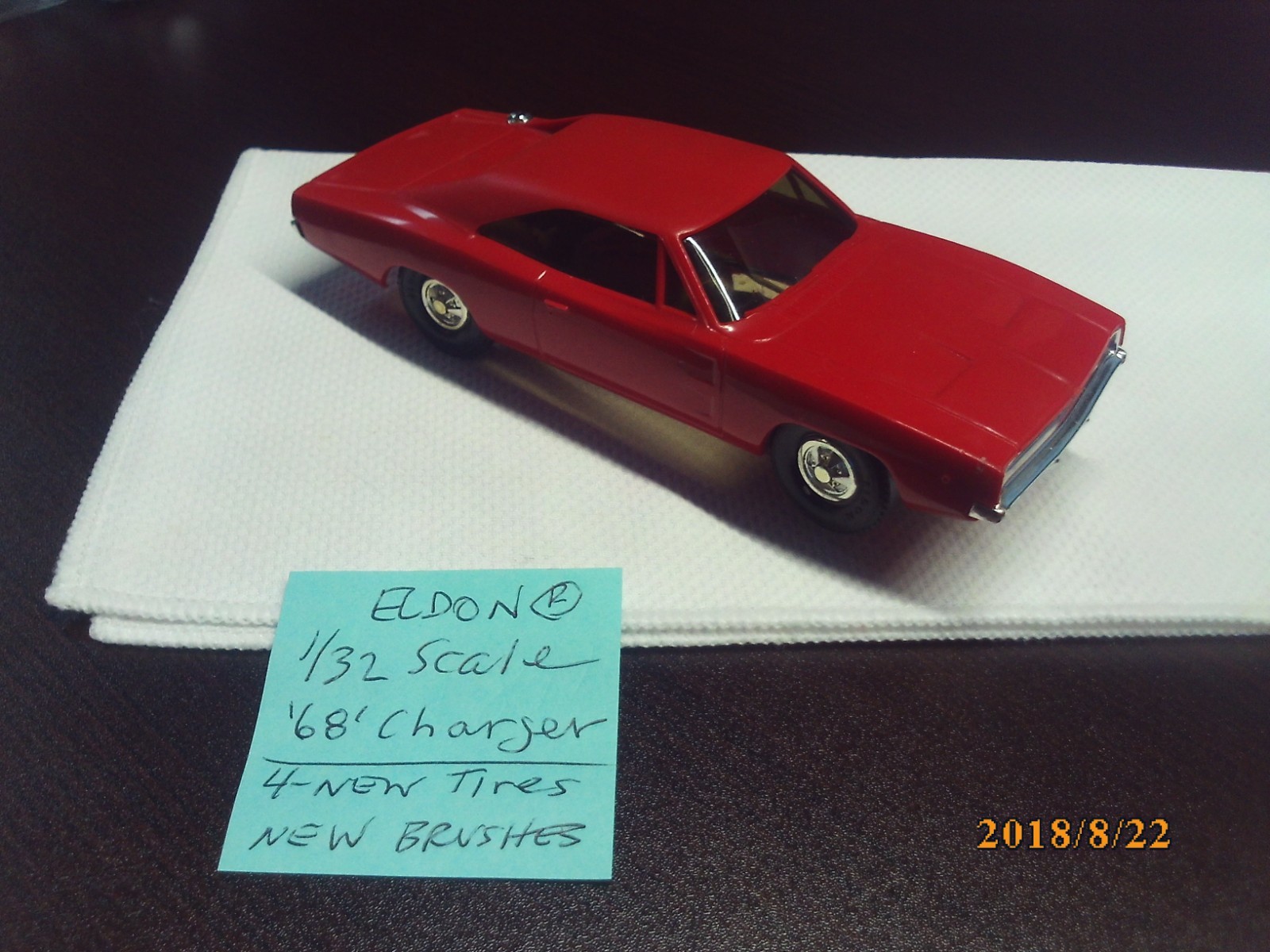 Used Vintage Eldon 1/32 Scale '68' Dodge Charger Slot Car Red (see pictures)