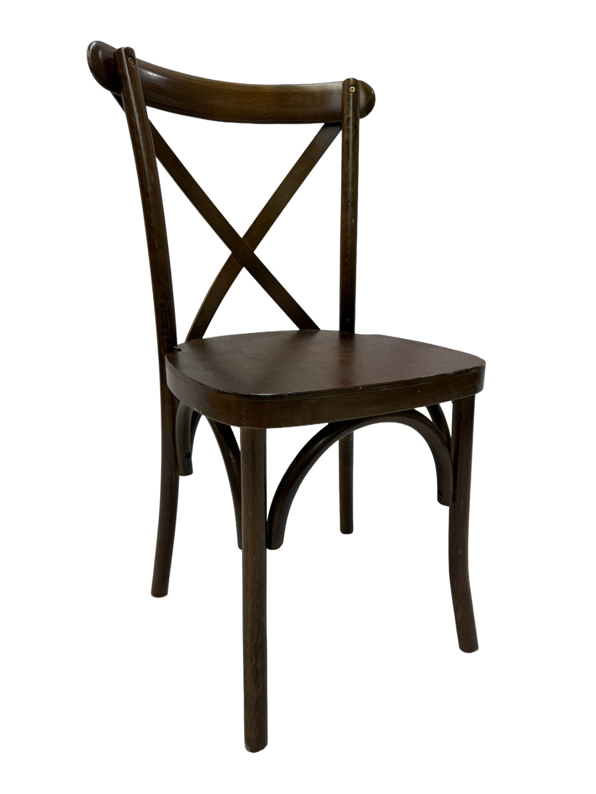 Dark Wood Cross Back Dining Chair Bistro Vineyard Style X-Back Rustic Seat