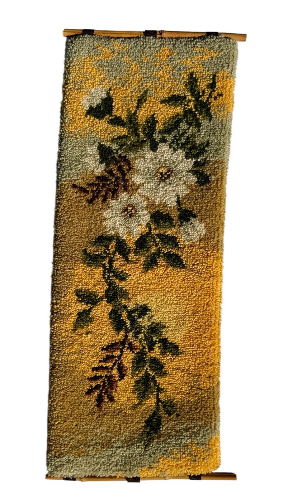 ⭕️ VINTAGE GERMAN HAND KNOTTED WOOL WALL HANGING JUNGHANS SMYRNA 1980