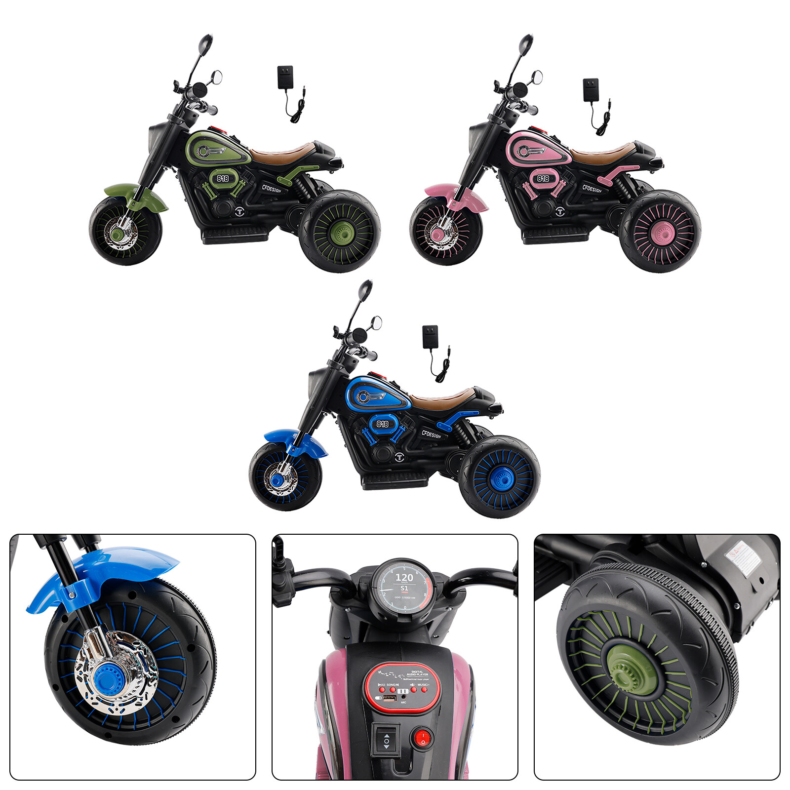 3Wheel 6V Kid Ride On Motorcycle Electric Toy With Colorful Light And Music L3