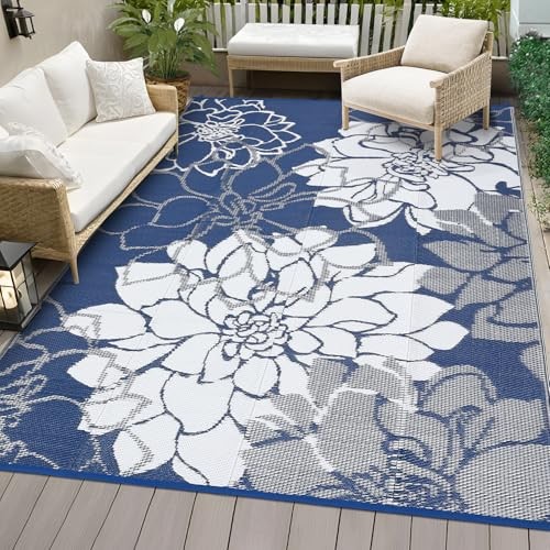  Outdoor Plastic Straw Rug 9x12 UV Resistant Waterproof Patio Rug, Reversible 