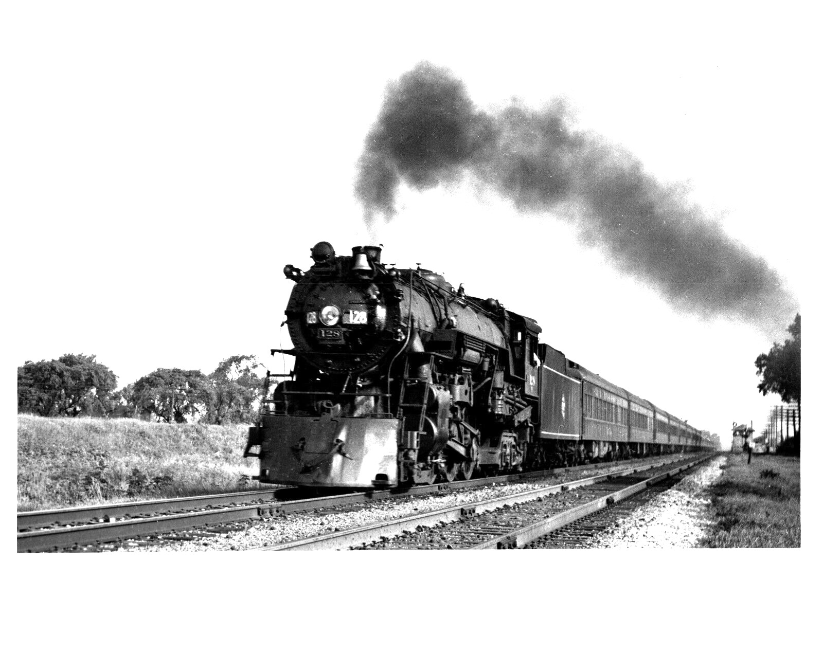RAILROAD TRAIN 128 (WAR TRAIN) AT TECHNY ILLINOIS 1948 8 X 10 B & W PHOTOGRAPH