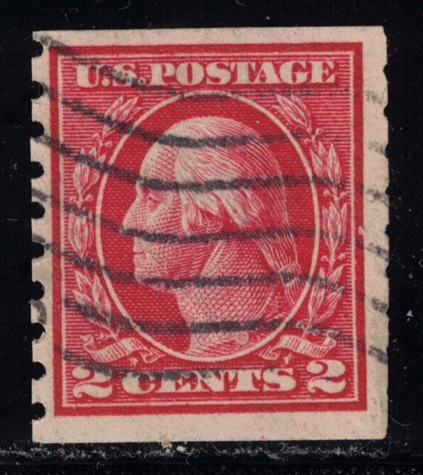 US Stamp Scott # 413 Carmine 2cent Washington Coil - Used