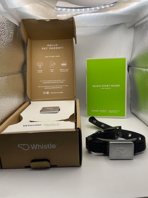 Dog Collar GPS Whistle Switch Black Strap. Color 13" Neck Max New In Box