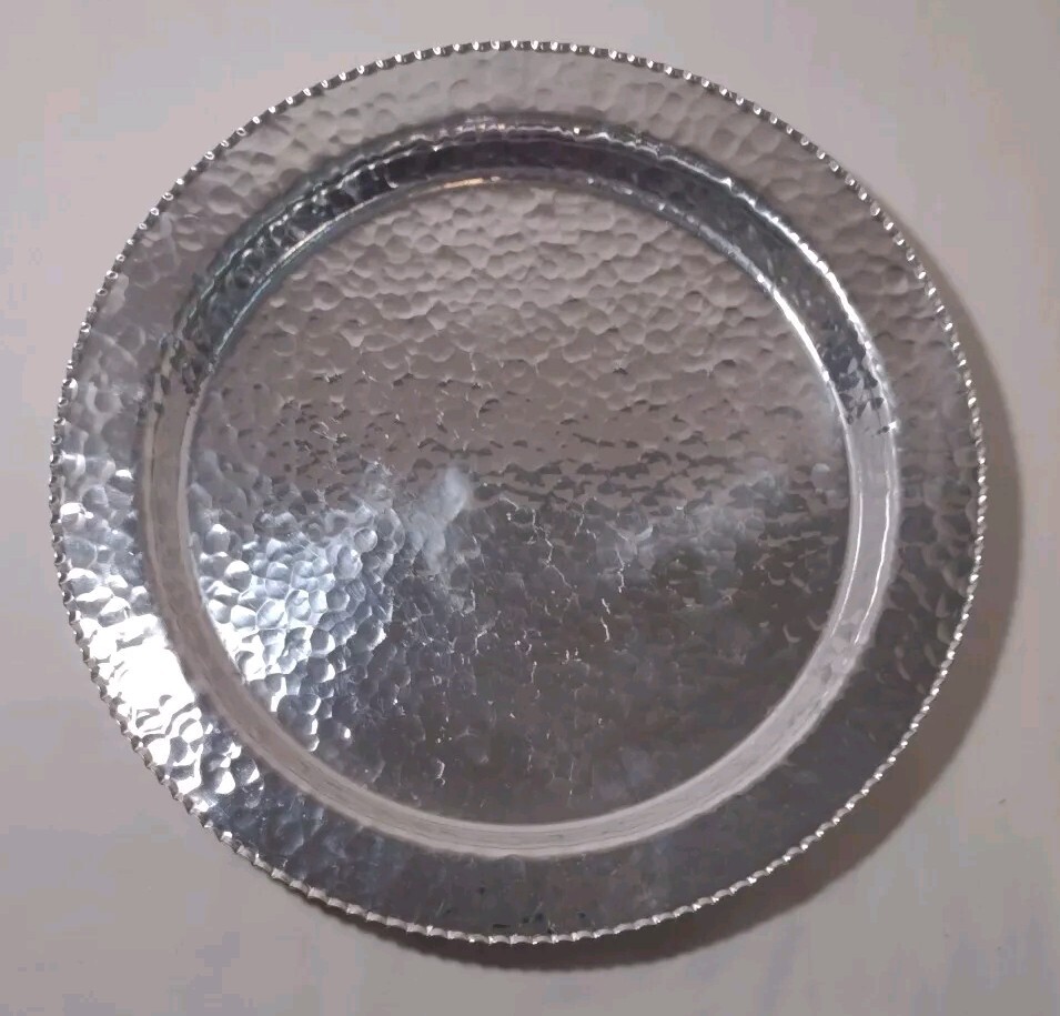 Rodney Kent Hammered Aluminum Plate Platter 401 Round 12.5"