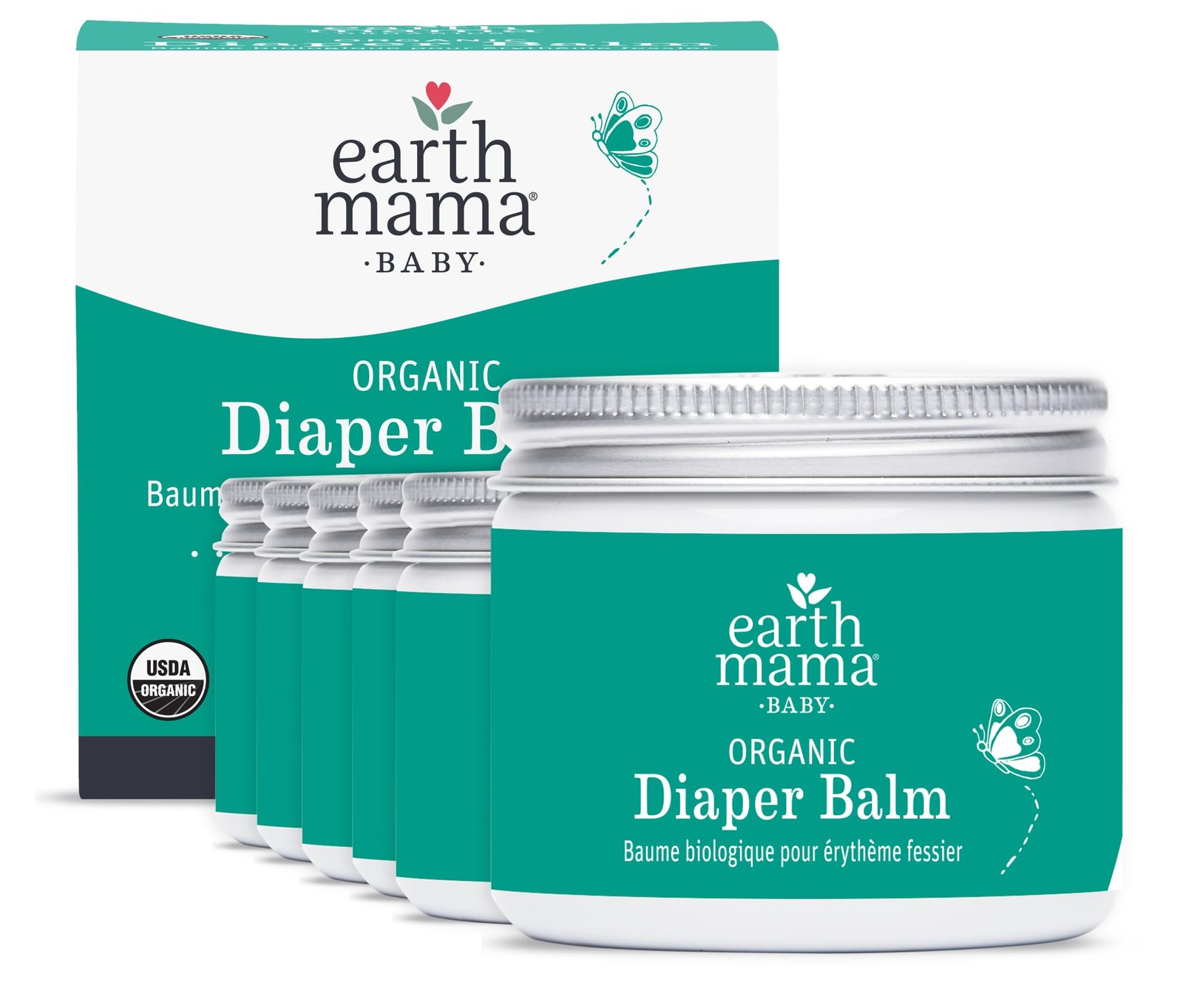 Organic Diaper Balm 4 Fl Oz Pack of 6 Earth Mama Economy Size Cream Baby Skin