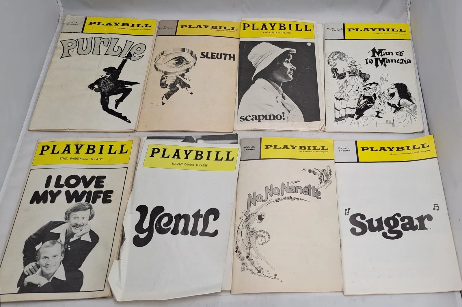 Lot of Vintage Playbills Broadway Man Of La Mancha Scapino Sleuth Purlie