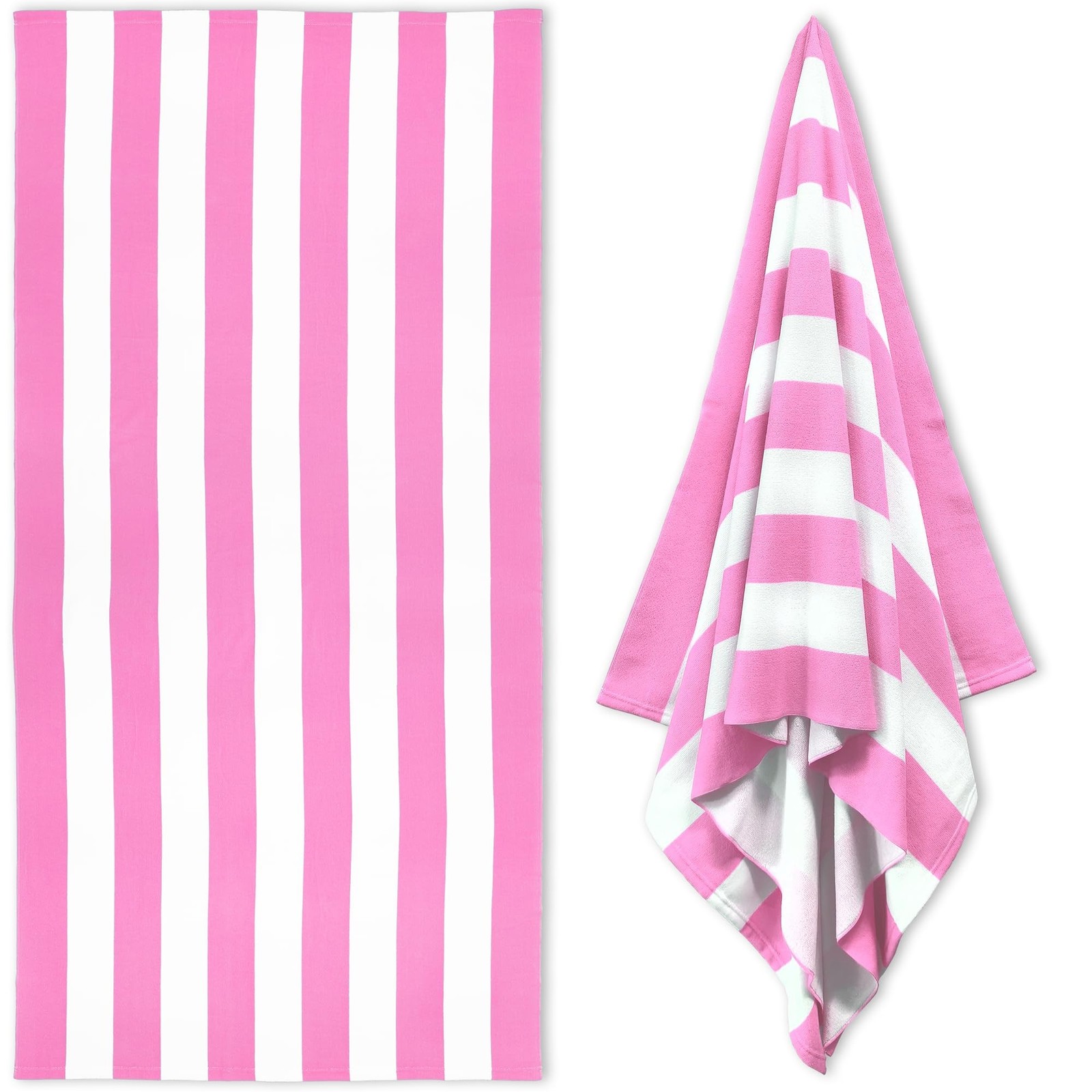 Large Oversized Beach Towel - 35 x 70 Inch Microfiber Pool Towel, Pink Stripe...