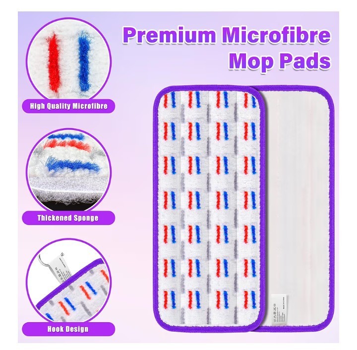 Microfiber Wet Mop Pads for Swiffer WetJet 10-12in Hook & Loop Washable 21 pck