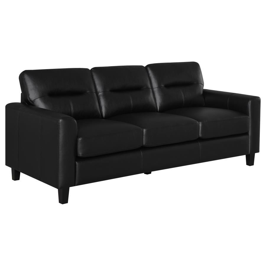 STYLISH BLACK FAUX LEATHER SOFA LIVING ROOM FURNITURE