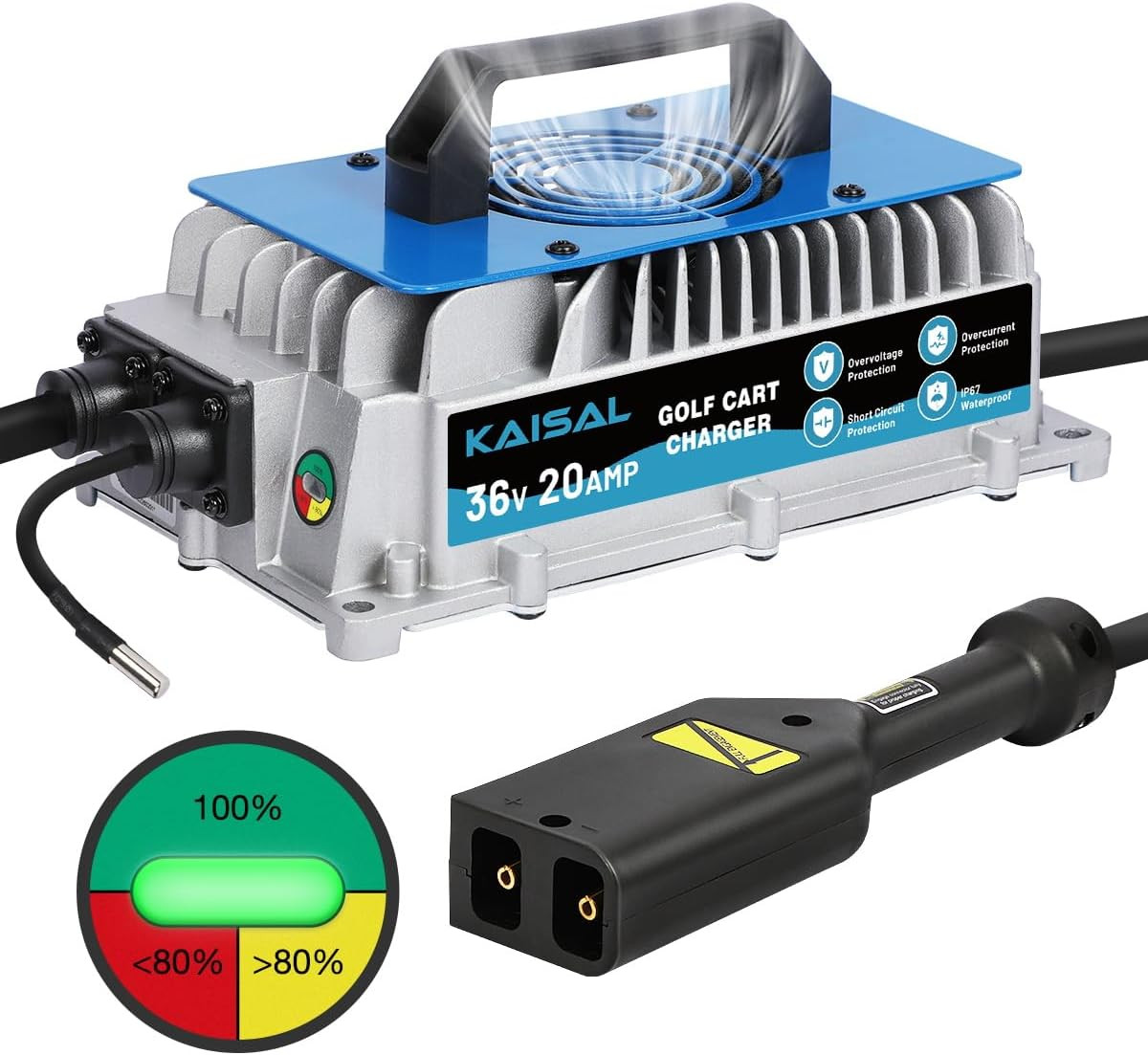 36 Volt Golf Cart Battery Charger for EZGO TXT, 20AMP 1250W EZ GO Golf Cart Char