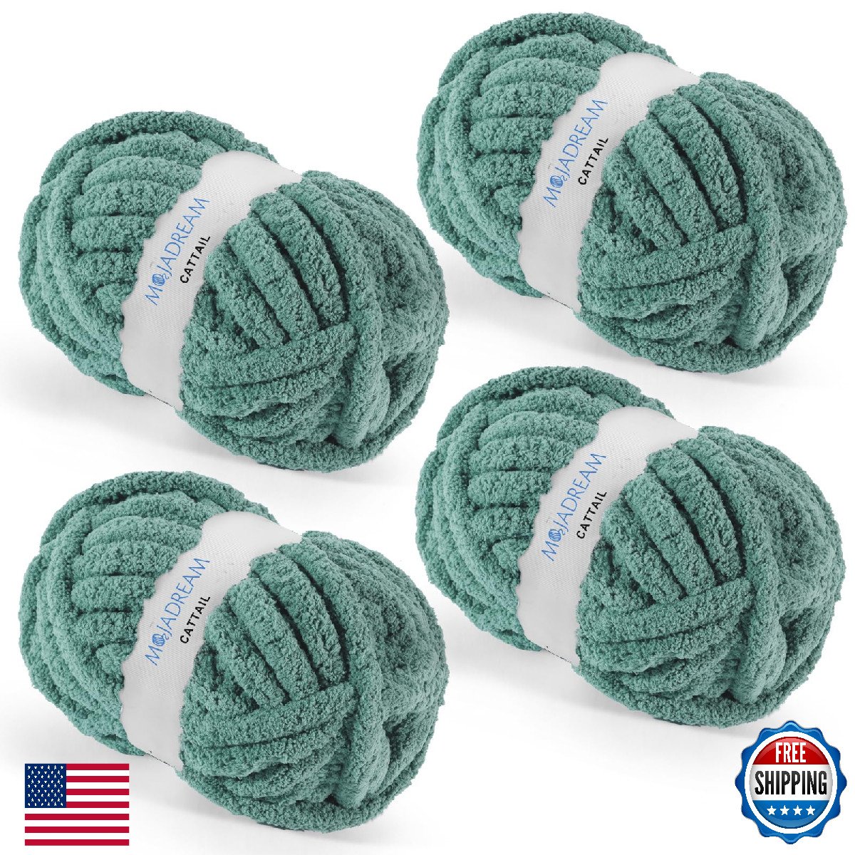 Chunky Chenille Yarn for Crocheting & Hand Knitting Blanket - Bulky Fluffy Jumbo