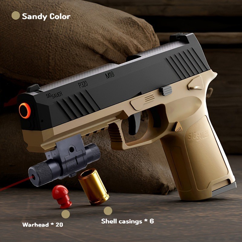 P320 Style Shell Ejecting Soft Foam Bullet Toy Blaster Blowback Kids Gift