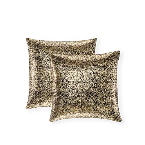  Pack of 2, Shimmery Pillow, Soft Solid 22" x 22" (Pack of 2) Bronzing- Black
