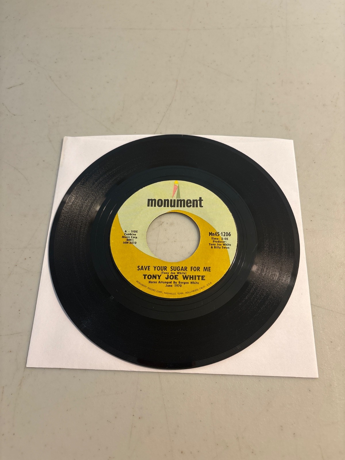 TONY JOE WHITE SAVE YOUR SUGAR FOR ME / MY FRIEND 7" 45 RPM VINYL RECORD VG+