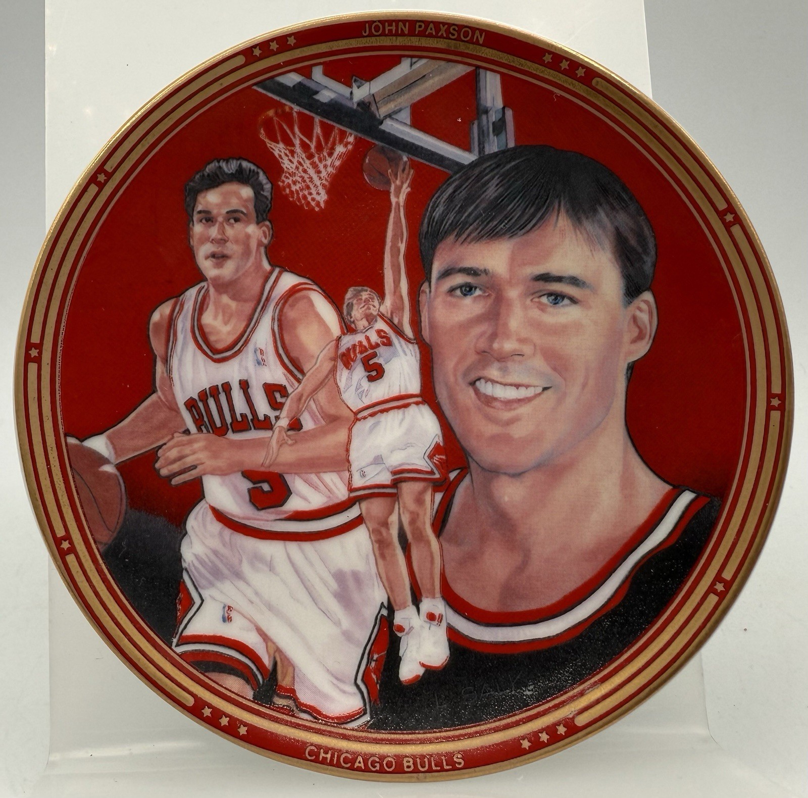 John Paxson Chicago Bulls Vintage 1992 Sports Impressions Plate 4”