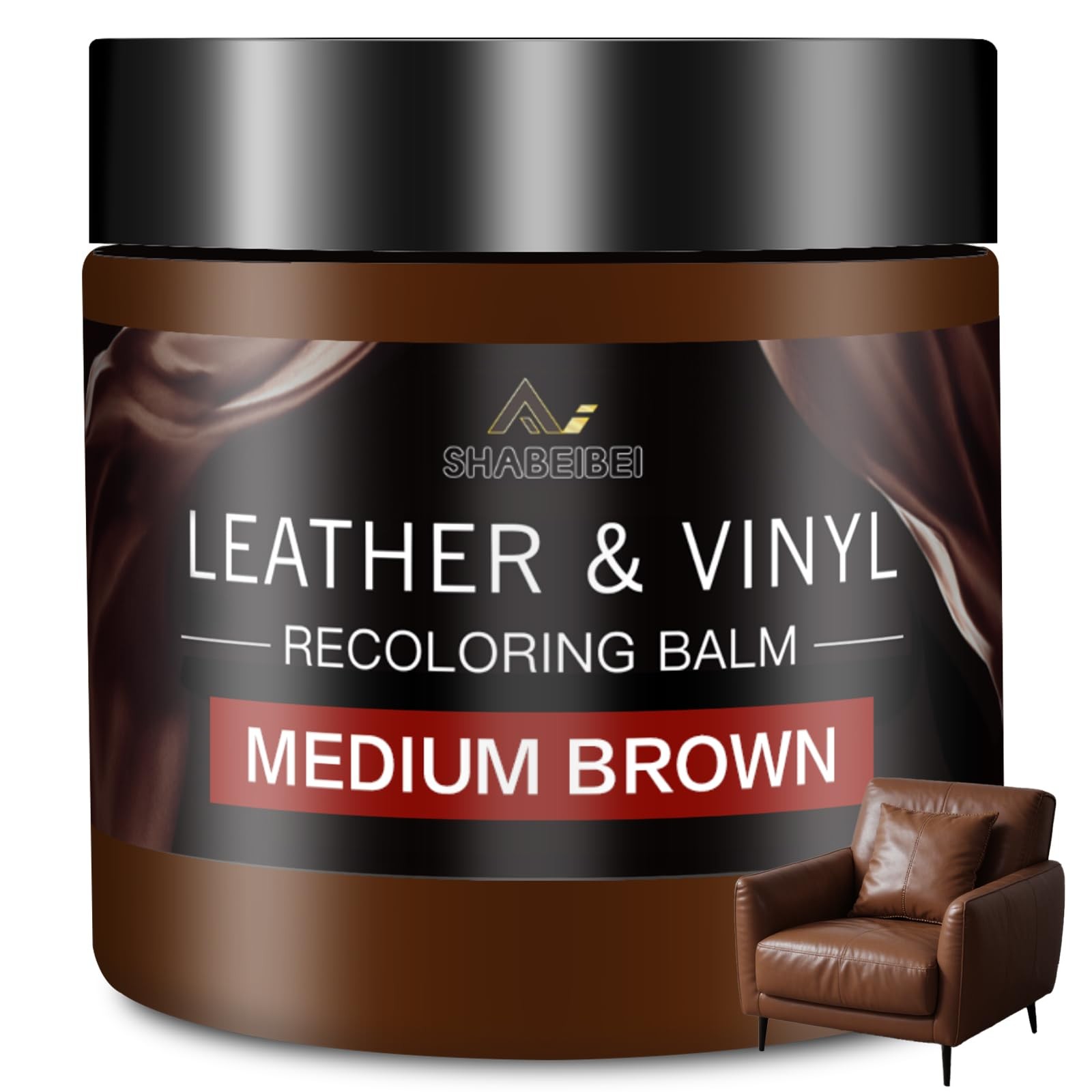 Leather Recoloring Balm and Scratch Repair Kit, Medium Brown Leather Restorer...
