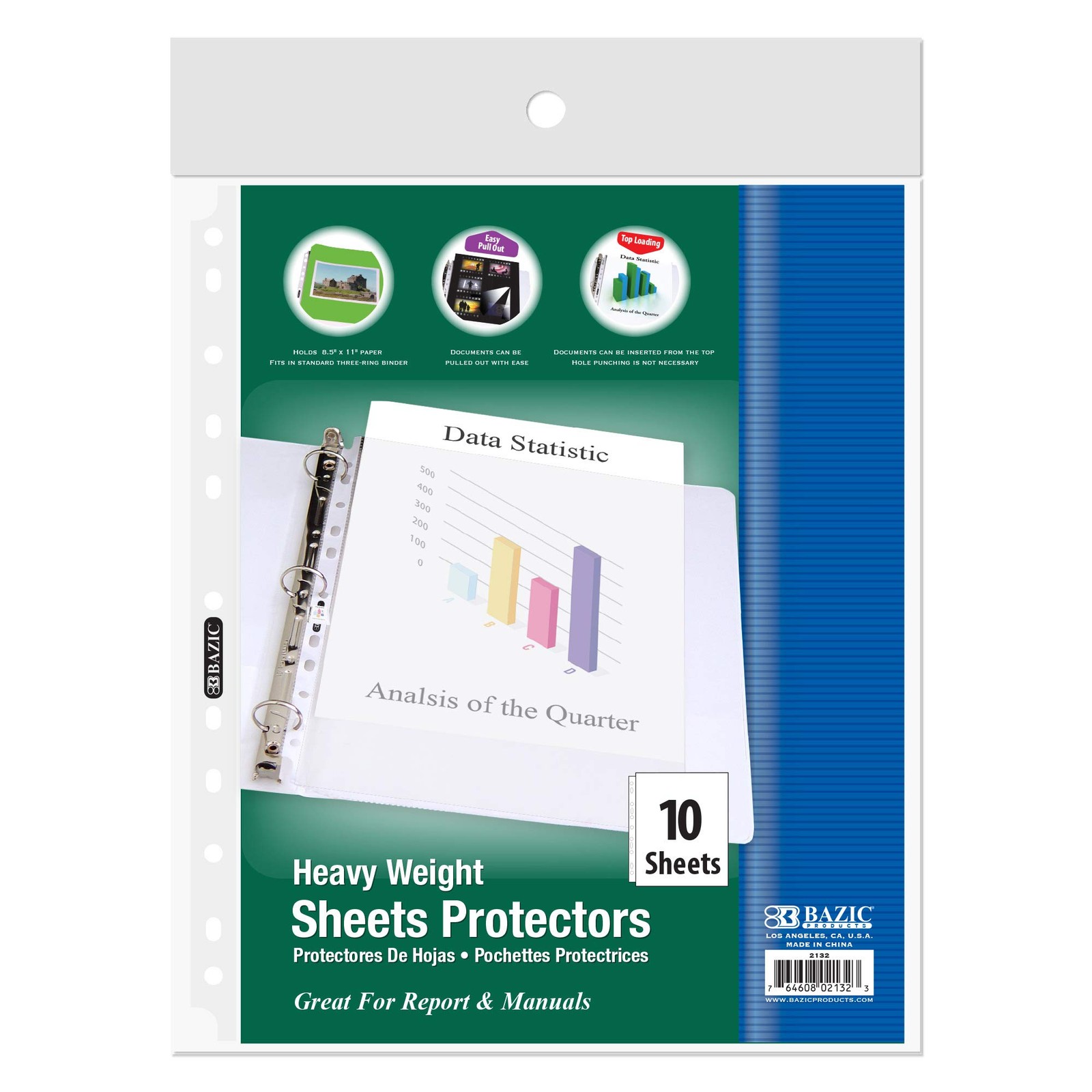 BAZIC Products Sheet Protectors Heavyweight, Fit 8.5x11 Inch 1-Pack, 10-count 